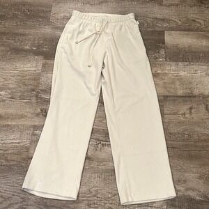 YPB Abercrombie & Fitch Cream Ribbed Wide Leg Drawstring Lounge Pants XS